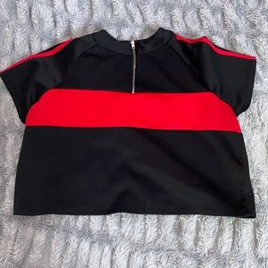Red and Black Crop Top